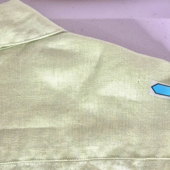 J. Jill Chartreuse Short Sleeve 100% Linen Pintuck Front Button Shirt - Size 3X - Picture 11 of 12